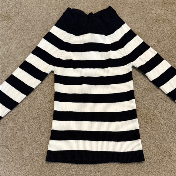 Zara Ribbed Sweater - Black and White Stripes - Picture 1 of 6